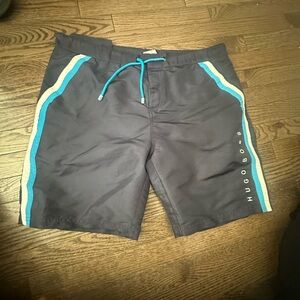 Hugo Boss Black Swim Shorts with Blue Accents